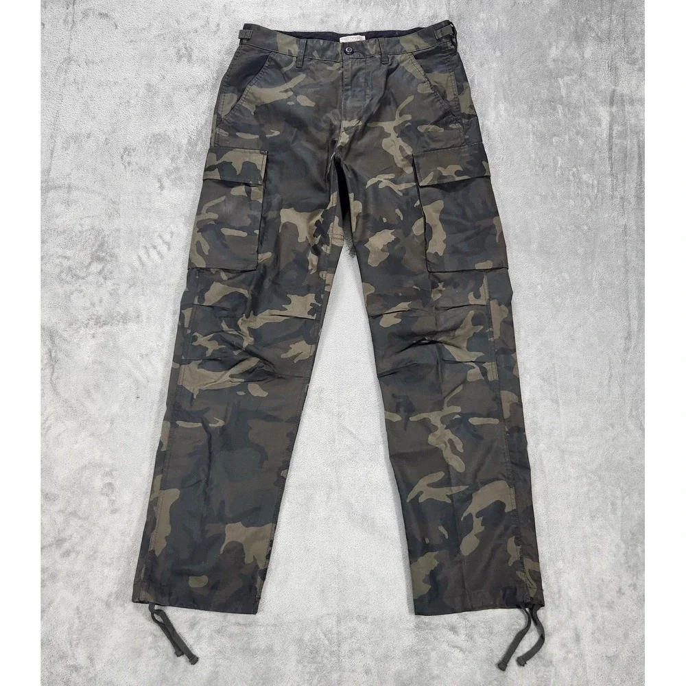 Wallace & Barnes Pants Mens 31x31 Green Camo Cargo Drawstring Hem Workwear